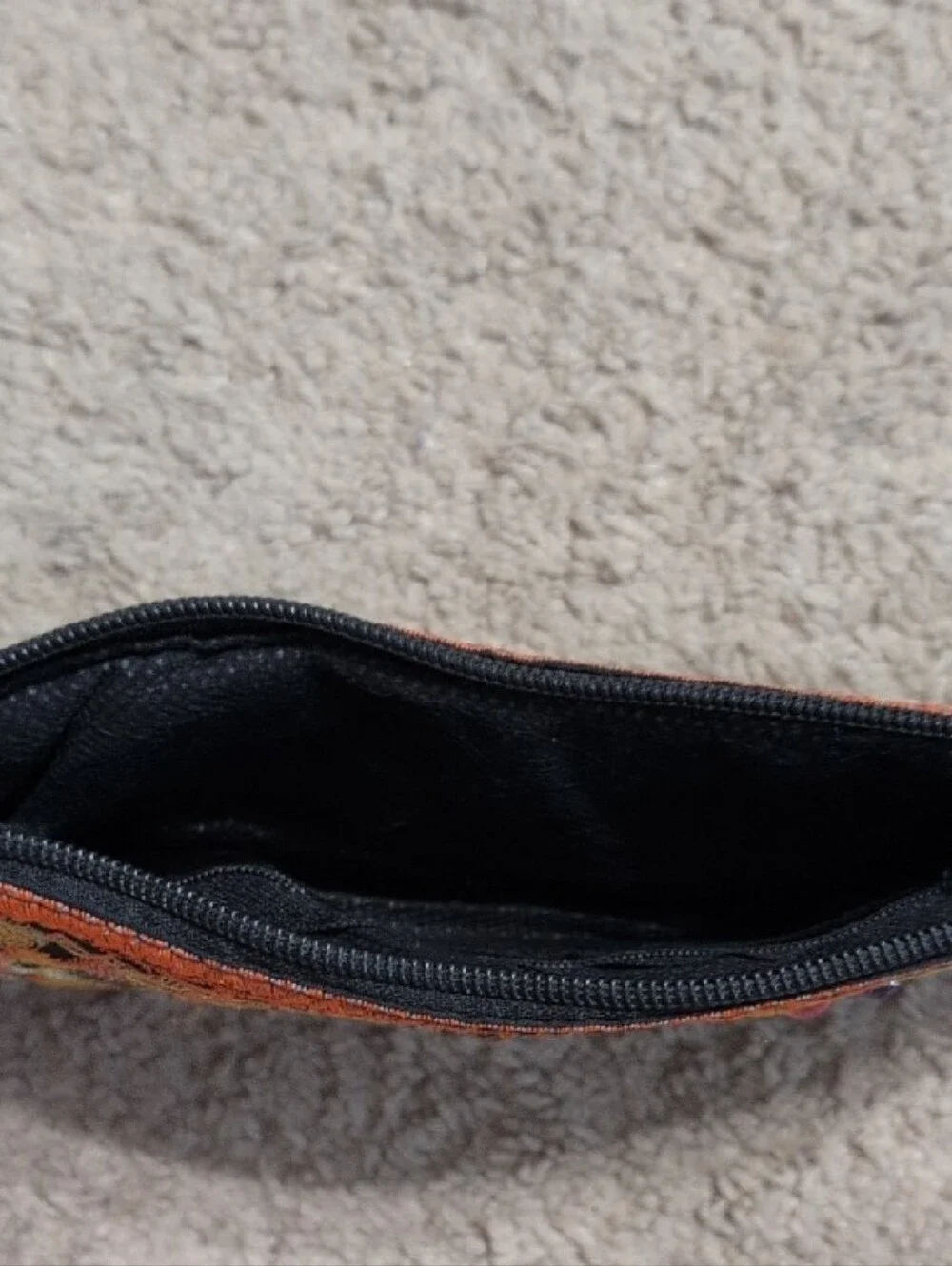Embroidered Orange Beaded Wristlet Bag